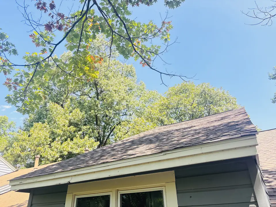 Worn roof before replacement in Reston, VA