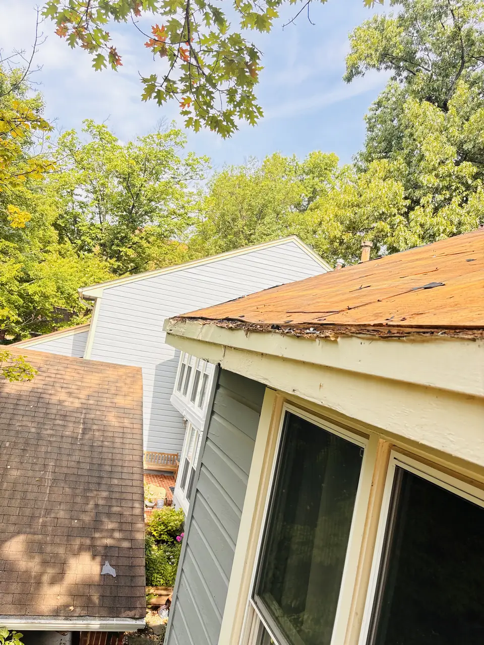 Worn roof before replacement in Reston, VA